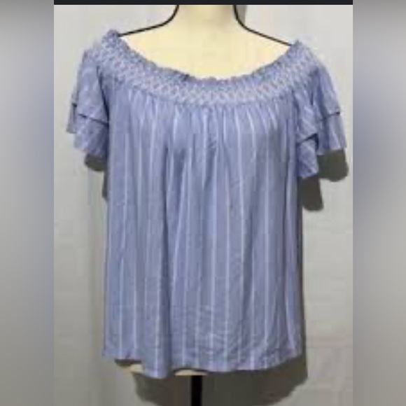 American Eagle Off The Shoulder Ruffle Sleeve Top - Picture 2 of 6